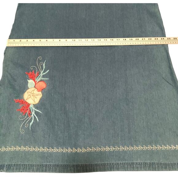 BLAIR Womens Dress Large 100% Cotton Denim Jumper Sleeveless Pockets Embroidery - Picture 7 of 10